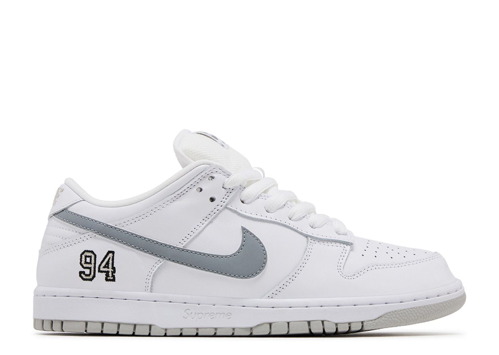 Nike Supreme x Dunk Low SB 'White Metallic Silver' (HQ8487-100)