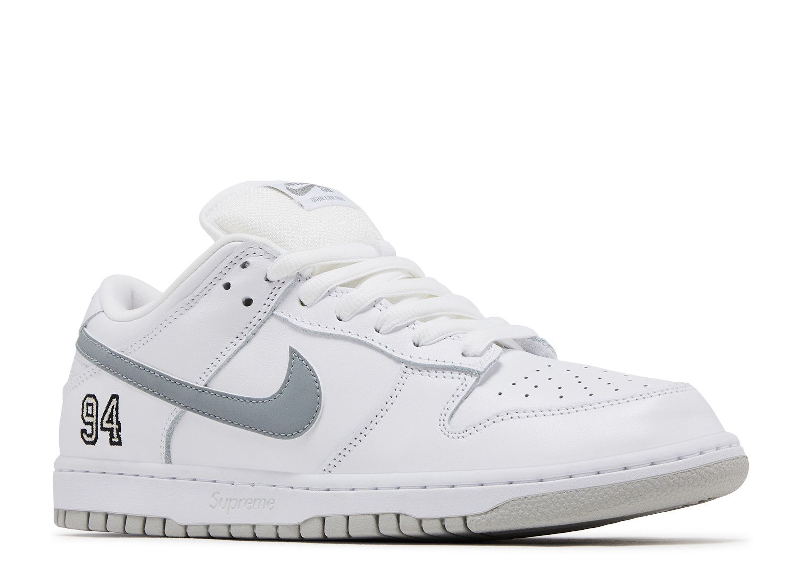Nike Supreme x Dunk Low SB 'White Metallic Silver' (HQ8487-100)