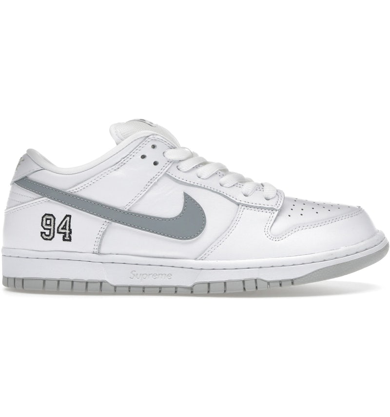 Nike Supreme x Dunk Low SB 'White Metallic Silver' (HQ8487-100)